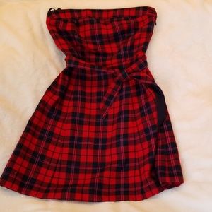 American Eagle - Plaid, wool, strapless dress